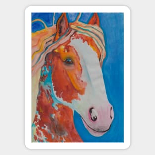 Red orange horse on blue background Sticker